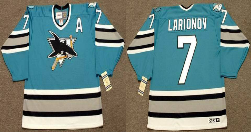 2019 Men San Jose Sharks 7 Larionov black CCM NHL jersey